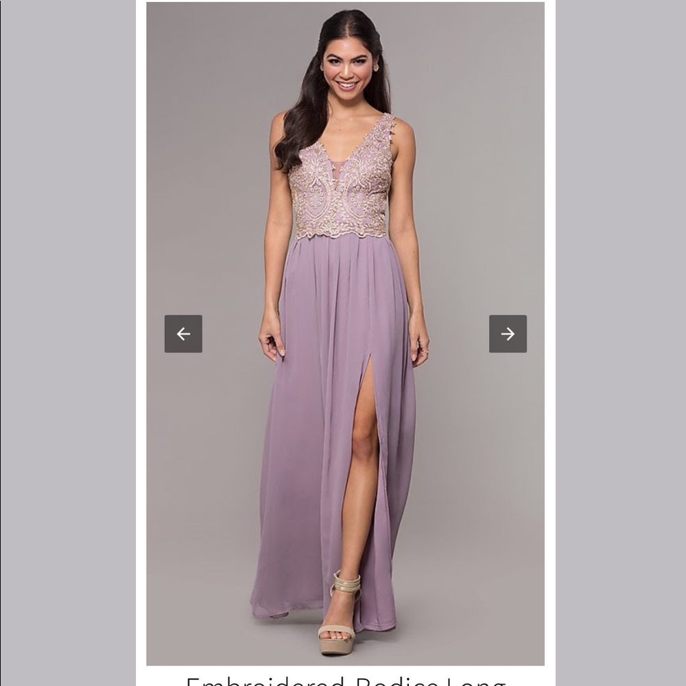 Prom Girl Lavender w/ Gold Embroidery Open Back